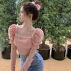 Set: Crop Knit Top + Arm Sleeves