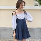 Frill Hem Spaghetti Strap Playsuit Sapphire Blue - One Size