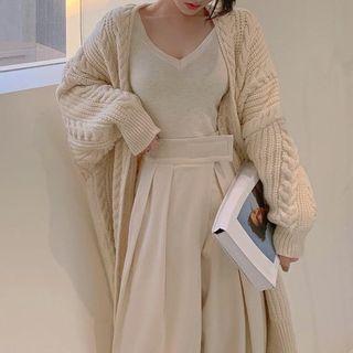 Wide-leg Pants / Long-sleeve Knit Top / Cardigan