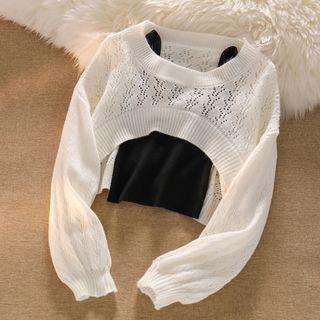 Camisole Top / Pointelle Crop Knit Top
