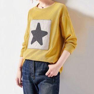 Long-sleeve Star Applique T-shirt