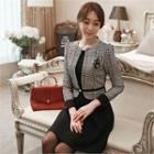 Inset Glen-plaid Jacket Dress With Belt