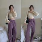 Puff-sleeve Chiffon Blouse / Wide-leg Pants
