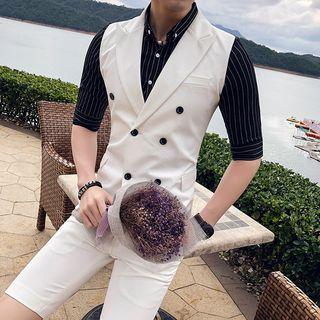 Set: V-neck Double-breasted Vest + Shorts