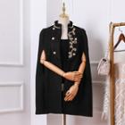 Embroidered Mock-turtleneck Cape