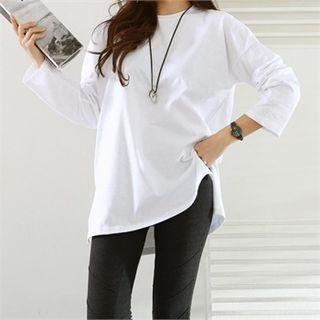 Lettering-back Plain T-shirt