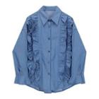 Frill Trim Shirt Blue - One Size