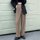 High Waist Straight Leg Plain Suit Pants