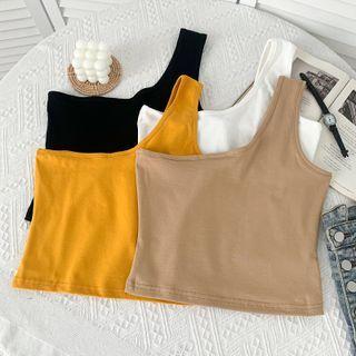 Asymmetrical One-shoulder Crop Tank Top In 12 Colors