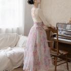 Short-sleeve Top / Long-sleeve Top / Floral Maxi A-line Skirt