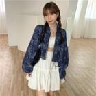 Patterned Zip Jacket / Shirred A-line Skirt