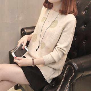 Pointelle Printed Sweater