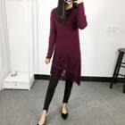 Fringed-hem Cutout Sweater Dress