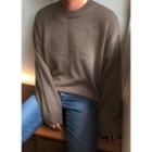 Punched-trim Oversized Rib-knit Sweater