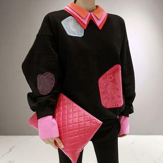 Set: Layered Collar Shirt + Applique Pullover