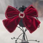 Bow Fabric Rhinestone Headpiece Red - One Size