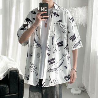 Short-sleeve Whale Print Shirt