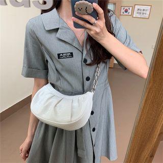 Chain Shirred Crossbody Bag White - One Size