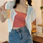 Short-sleeve Button-up Knit Top / Tube Top