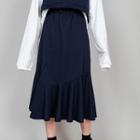 Midi A-line Mermaid Skirt Navy Blue - One Size