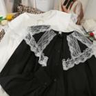 Lace-collar Crew-neck Loose Shirt