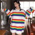 Long-sleeve Rainbow Stripe T-shirt