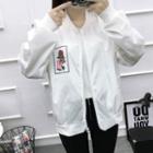 Couple Matching Floral Embroidery Zip Bomber Jacket