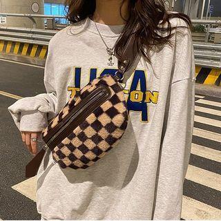 Check Fleece Waist Bag