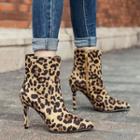 High-heel Leopard Print Short Boots