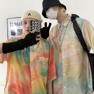 Elbow-sleeve Multicolored Shirt