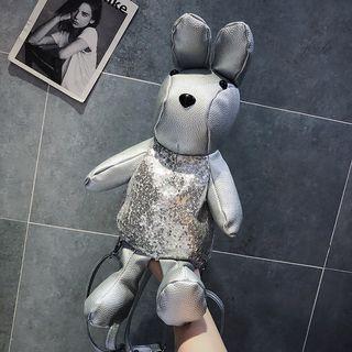 Sequined Faux Leather Rabbit Backpack