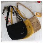 Letter Embroidered Canvas Crossbody Bag Black - One Size