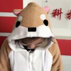 Shiba Inu Print Hooded Pullover