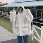 Hooded Faux Lambswool Jacket Off-white - One Size