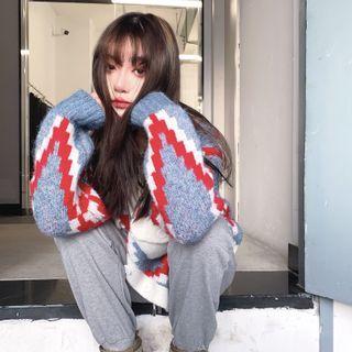 Argyle Cardigan Red & Blue - One Size