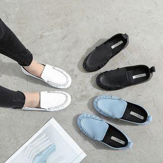 Faux Leather Piping Moccasins