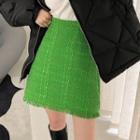 Frayed Mini A-line Skirt