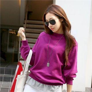 Snap-button Trim Colored Pullover