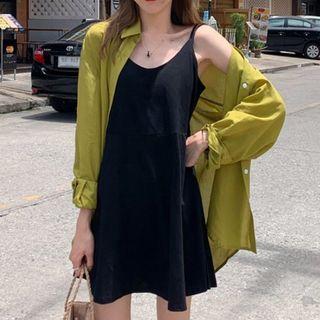 Plain Shirt / Spaghetti-strap Mini Dress