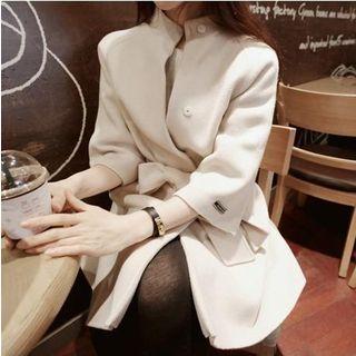 3/4-sleeve Tie-waist Cashmere Coat
