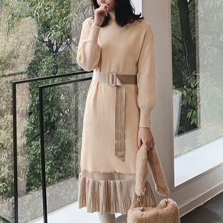 Mesh Panel Midi Sweater Dress