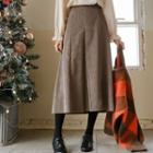 Pleated Long Corduroy Skirt