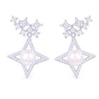Rhinestone & Faux Pearl Star Earring Light Pink Faux Pearl - Silver - One Size