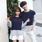 Couple Matching Mock Two-piece Pullover