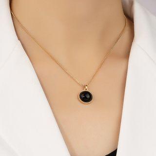Faux Gemstone Pendant Alloy Necklace