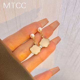 Faux Pearl Glaze Alloy Dangle Earring 1 Pair - White Faux Pearl - Gold - One Size