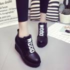 Lettering Hidden Wedge Ankle Boots