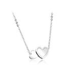 Simple And Romantic Double Heart 316l Stainless Steel Necklace Silver - One Size