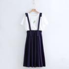 Suspender Midi Dress / Embroidered Short-sleeve T-shirt