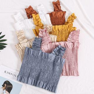 Pleated Cropped Sleeveless Top